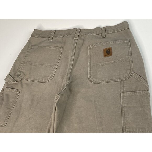 Carhartt Canvas Dungaree Carpenter Work Pants Mens 36x30 Relaxed Desert Duck B11 - Picture 12 of 16